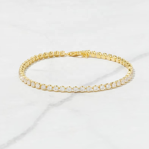 Bracelet Tennis en Argent Sterling 925 avec Moissanite VVS Taille Ronde et Sertissage Clos, Chaîne Tennis 3mm, Bijoux Fins Hiphop - Product Image 2