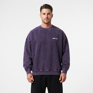 Sudadera Personalizada para Hombre, Cuello Redondo, Estilo Acid Wash, Hombros Caídos, Transpirable, Ecológica, 100% Algodón - Product Image 1