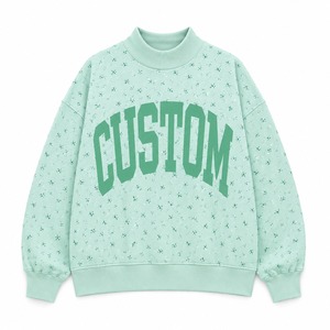 Sweat-shirt imprimé à col montant pour femme, pull décontracté surdimensionné, en mélange de coton doux, tendance streetwear - Product Image 3