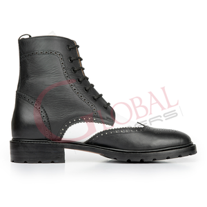 Botas de tobillo con cordones de cuero para hombre, estilo Brogue, puntera Wingtip, suela de goma duradera, clásicas, formales, casuales, elegantes. - Product Image 4