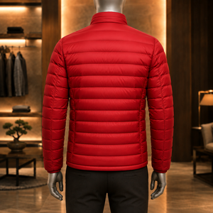 Vente en gros – Nouvelle veste d'hiver décontractée pour homme, modèle 2026, design unique, rouge, en duvet, col montant, fermeture éclair, coupe-vent, en polyester - Product Image 2