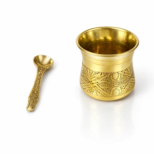 Copa de oro Panchapatra Panchpathiram Panchapalli para la adoración Pooja con cuchara, decoración artesanal - Product Image 1