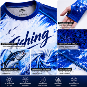 Camiseta de Pesca de Manga Larga para Hombre 2026, de Secado Rápido, Cuello Redondo, con Estampado Sublimado, Protección UV UPF 50, 100% Protección UV - Product Image 5
