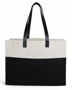 Wholesale Laminated Jute Shopping Tote Bags With Outside Pocket Two Tone Reusable Custom Logo OEM ODM Bulk Manufacturer Exporter - Product Image 6