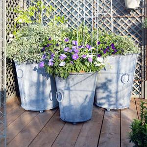 Rustic Metal <b>Plant</b> Pot Round Outdoor Garden Container with Handles Patina Finish outdoor <b>large</b> garden planters pots - Product Image 3