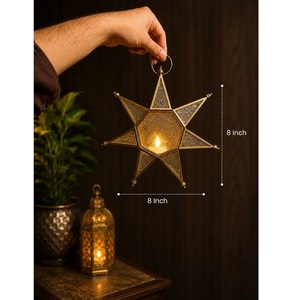 High Selling Hanging Star Tea <b>Light</b> Holder High Quality Iron Handmade <b>Moroccan</b> Glass T-<b>Light</b> Holder Gold T-<b>Light</b> Holder - Product Image 1
