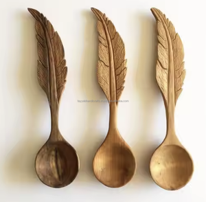 Ensemble de fourchette et cuillère en bois créatif avec long manche pour café, thé et sucre pour la maison, hôtel, fête, dîner, ustensiles - Product Image 3