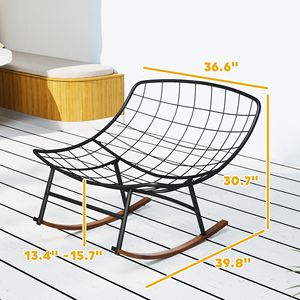 Set di 2 sedie Papasan a dondolo da esterno nere, extra large, portata 265 libbre. Cuscini da giardino di grande capacità per patio e veranda - Product Image 3