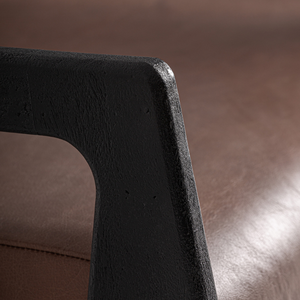 Fauteuil de salon moderne d'intérieur en teck massif, revêtement en cuir PU marron de qualité supérieure, design scandinave, mobilier pour hall d'hôtel - Product Image 5