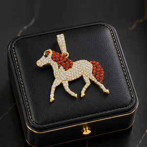 Colgantes y Amuletos de Animales de Oro Sólido de 14K con Moissanita VVS que Pasa la Prueba del Diamante, Diseño de Caballo Galopante Personalizado, Regalos de Moda de Gran Venta - Product Image 3