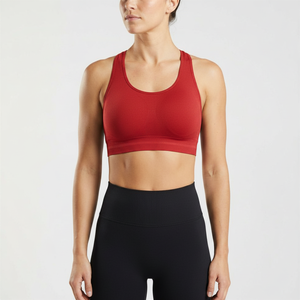 Women Simple Breathable Plus Size Fitness Sports <b>Bra</b> Lightweight <b>Stretch</b> Racerback Workout Yoga Training Seamless Front Crop Top - Product Image 1