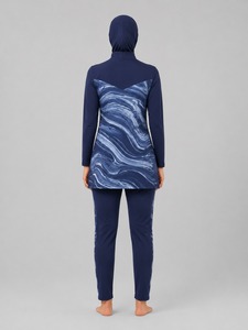 Ensemble burkini modeste de haute qualité pour femme, vêtements de plage de luxe, marque privée, bikini 2 pièces à coupe haute, imprimé sur le devant - Product Image 4