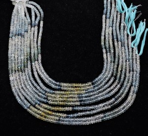 Cuentas facetadas de aguamarina musgosa AAA de 4 mm, cuentas de piedras preciosas de aguamarina musgosa, cuentas redondas de aguamarina azul para la fabricación de joyas - Product Image 1