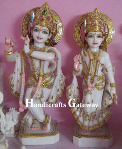 เศวตศิลาหินอ่อน Radha กฤษณะ Iskon Moorti - Product Image 3