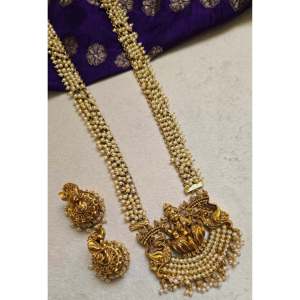 Lakshmi White Pearl Haram Necklace Set-Fine Jewelry - Product Image 2