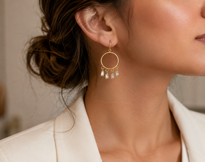 Pendientes de Aro Colgantes de Lujo Chapados en Oro con Circonitas |   Elegantes Pendientes de Circonia Cúbica para Mujer - Product Image 5