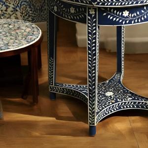 Mesa de Cajones con Incrustaciones de Hueso de ILAHI, con Base de Latón, Diseño Moderno, Detalles de Ágata, Almacenamiento de Tres Niveles, Mueble Portátil para el Hogar - Product Image 6