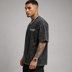 Camiseta Oversize Tie Dye para Hombre Vibe Craft, Manga Corta, Cuello Redondo, Estilo Urbano, Algodón Jersey Transpirable, Estampado de Letras Negras - Product Image 3