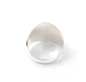 Oval Ethiopian <b>Opal</b> Sterling Silver Wide Statement Textured Frame <b>Ring</b> October Birthstone Gift & Daily Wear - Product Image 2