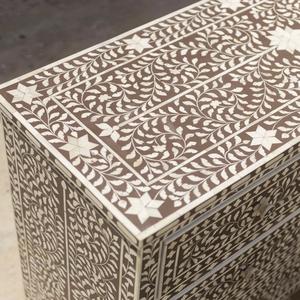 Cajón con Incrustaciones de Hueso de ILAHI, Diseño Moderno con Detalles de Ágata, Mueble Portátil para el Hogar - Product Image 1