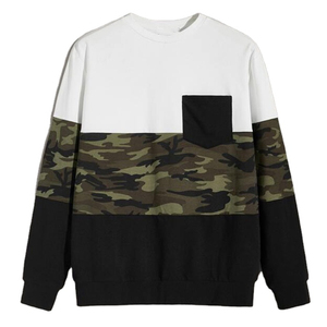 Men's Oversized Crewneck Fleece Sweatshirt Camouflage Print Pocket Knitted Casual Pullover Winter Regular <b>Fit</b> Quick Dry 200g - Product Image 1