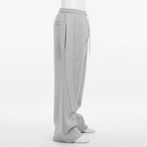 Pantalon de survêtement gris pour homme entièrement personnalisé 2026, très demandé, taille élastique avec cordon de serrage, bande latérale, tricoté, décontracté, pour l'automne - Product Image 6