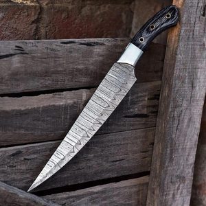 Cuchillo de chef Black Smith 1987 de acero de Damasco, mango de 13 pulgadas de madera Pakka con refuerzo de latón - Product Image 2