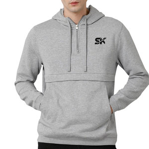 Servicio OEM al por mayor: Sudadera con capucha de media cremallera para hombre, diseño superior, ligera, de color liso - Product Image 1