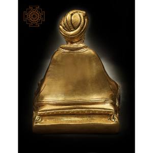 Escultura de latón hecha a mano de 3 pulgadas de San Tukaram en meditación para regalar hecha en la India - Product Image 3