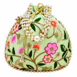 Sacs Potli en coton indien faits à la main avec cordon de serrage, cadeaux de mariage, brodés, élégants, légers, Rangrata, vente en gros - Product Image 3