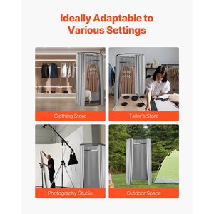 Camerino con Tende Spesse in Poliestere, Spazio Privato con Ganci Ombreggianti per Boutique e Centri Commerciali, Arredamento per Camerini - Product Image 5
