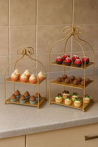 Présentoir de table pour banquet, stand de restauration événementielle, plateforme de desserts de luxe, support à structure en acier inoxydable - Product Image 3