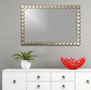 Miroir mural rectangulaire moderne en laiton avec bordure circulaire décorative pour salon et chambre à coucher - Product Image 3