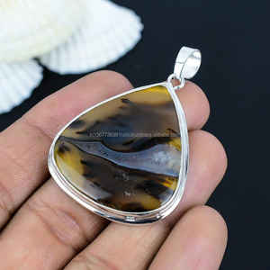 Colgante DE PLATA 925, piedra de ágata Montana 925 colgante de plata sólida, joyería colgante de bisel superior de ágata Montana - Product Image 2