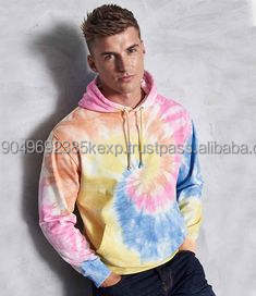 Sudaderas con Capucha Tie Dye Personalizadas para Hombre, Sudaderas Extra Grandes Unisex, Ropa Urbana Holgada, Sudaderas Hip Hop, Ropa para Hombre - Product Image 3