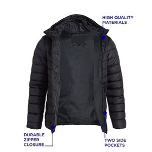 Blouson matelassé formel en gros, impression personnalisée, nouveau design, nouvelle arrivée, imperméable, coupe-vent, respirant, à capuche, 100% - Product Image 3