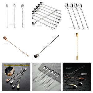 Herramientas de barra esenciales, cucharas agitadoras de cóctel con mango de acero inoxidable para té helado, café, helado, mezcla de Material de Metal duradero - Product Image 6