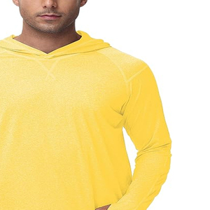 Chemise de pêche à manches longues jaune pour homme, à capuche, UPF 50, séchage rapide, couleur unie, pull à capuche - Product Image 5