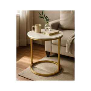 Table d'appoint élégante en métal avec plateau en marbre, table d'appoint moderne, design élégant et nouveau, table d'appoint pour salon - Product Image 4