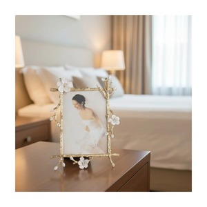 Rustic Luxury <b>Gold</b> Twig Photo <b>Frame</b> Decorative Blossom Tabletop Display Nature Inspired <b>Gold</b> Metal Branch <b>Frame</b> With White - Product Image 3