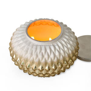 Pot de cire à bougie blanc et or avec cadeaux de conception de diamant et décoration intérieure en métal fabriqué en Inde OEM personnalisé disponible - Product Image 2