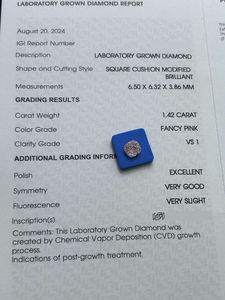 Diamants en vrac de 1,42 ct, taille coussin, pureté VVS, certifiés IGI, diamants roses fantaisie cultivés en laboratoire CVD pour bijoux, vente en gros - Product Image 3