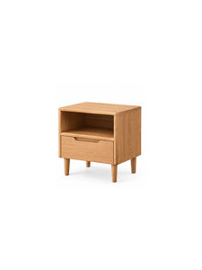 Mesita de Noche Moderna de Madera con un Cajón y Estante Abierto, Estilo Escandinavo, Mueble para Dormitorio o Sala de Estar - Product Image 3