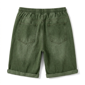Pantalones Cortos Bermuda de Lona de Algodón de Color Liso para Hombre, de Cintura Media con Cordón, Ajuste Holgado Casual con Bolsillos, Estilo Tejido Transpirable - Product Image 6