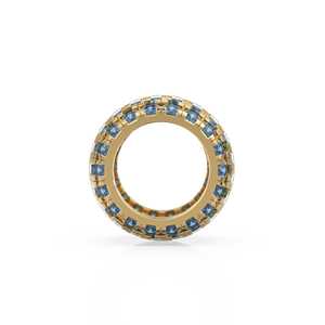 14K Large <b>Solid</b> Italian <b>Gold</b> Blue Sapphire Rondels, Charm Roundel, Sapphire, Enhancer Charm, Pave set Sapphire, September - Product Image 4