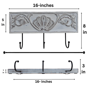 Elegante Porta Llaves Decorativo de Madera Tallada, Acabado Blanco, Hecho a Mano, para Entrada, de Madera Sintética - Product Image 6