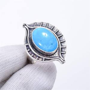 Bague en turquoise magnésite, argent sterling 925, ajustable, bijou en pierre précieuse, faite à la main, bague de luxe pour femme - Product Image 5