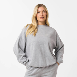 Sudadera de Invierno para Mujer, Oversize, Color Sólido, 100% Algodón Ecológico, Lavado Ácido, Estampada, Larga - Product Image 2