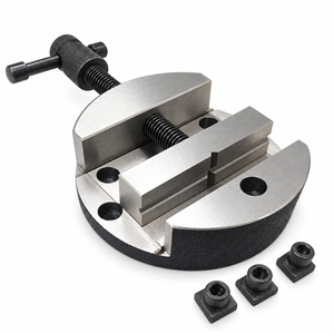 Étau de table rotatif rond 100 mm en fonte à mâchoires rainurées en V, avec écrous en T M6, pour tables de 4 pouces, pour le maintien de pièces en fraisage de précision, 3 et 4 fentes - Product Image 1
