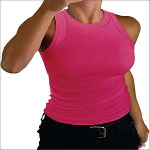 Custom Gym Ribbed Cotton tank <b>Top</b> Women's Sleeveless T-shirt High Quality Summer Plain Slim Fit tank <b>Tops</b> - Product Image 1